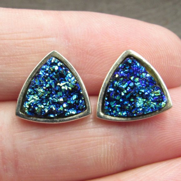 Jewelry - Sterling Silver Triangle Druzy Stone Earrings